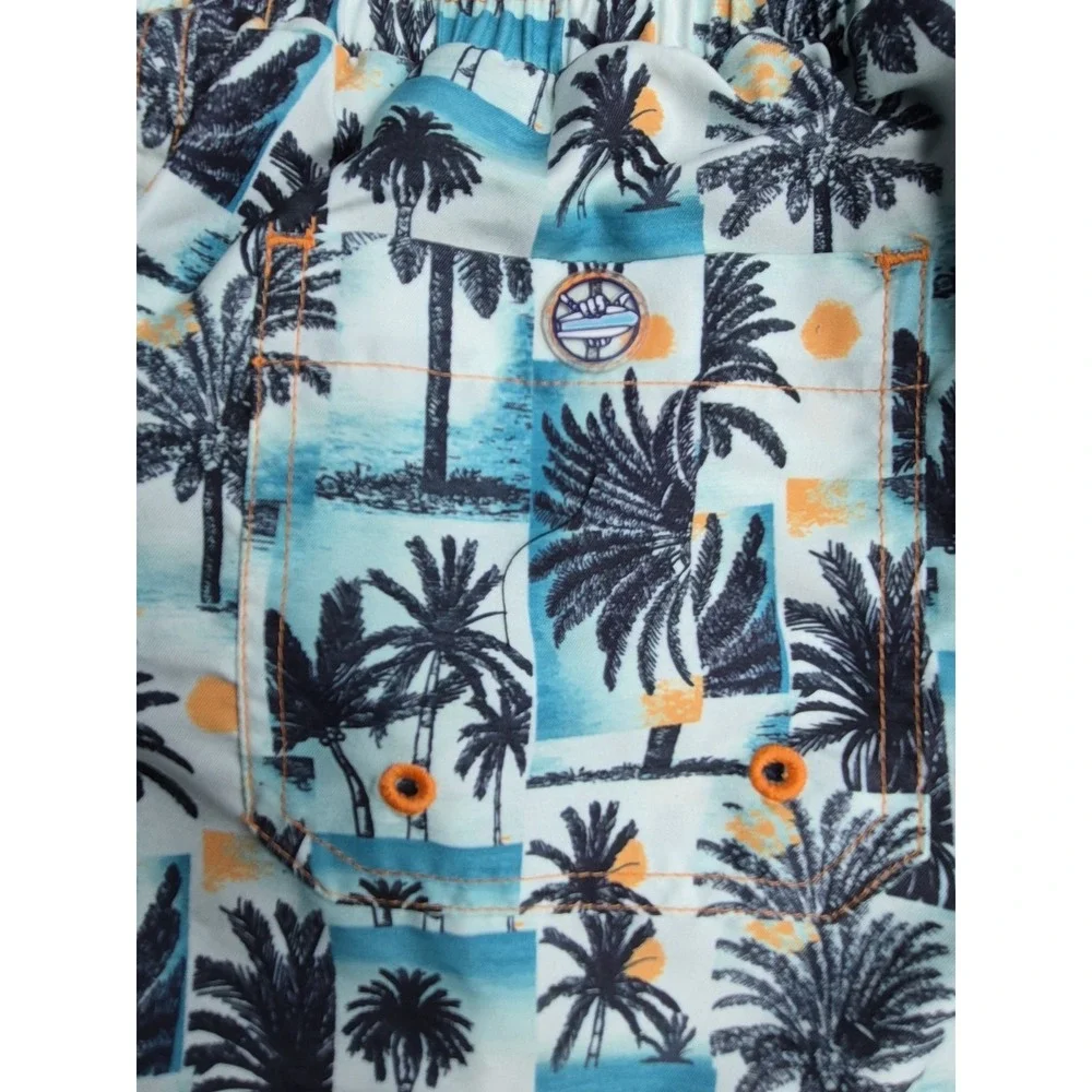 Beach Bros Boys Size 8 Lined UPF Swim Trunks Shorts NEW Tropical Beach Palms